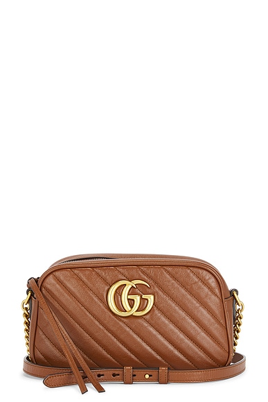 FWRD Renew Gucci GG Marmont Quilted Shoulder Bag in Brown