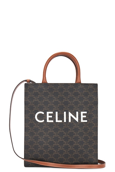 Shop Celine Vertical Cabas Triomphe Shoulder Bag In Brown