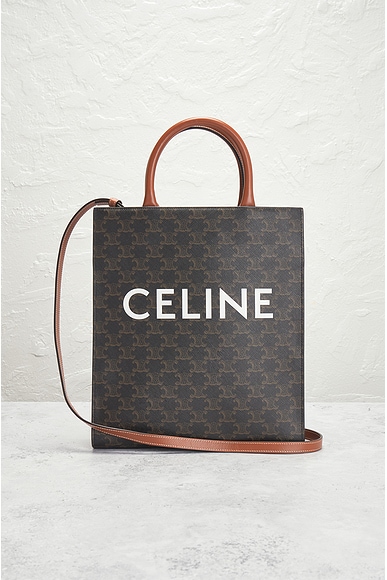Shop Celine Vertical Cabas Triomphe Shoulder Bag In Brown