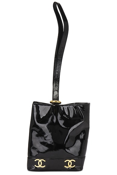 FWRD Renew Chanel Triple Coco Patent Shoulder Bag in Black