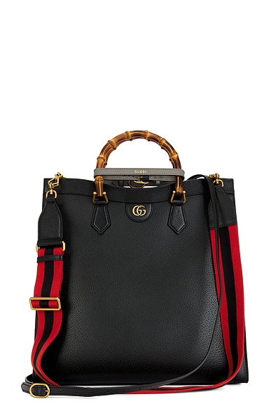 Shop Gucci Bamboo Diana 2 Way Tote Bag In Black