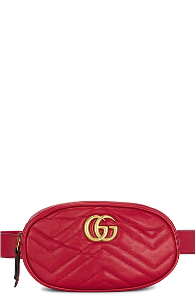 FWRD Renew Gucci GG Marmont Waist Bag in Red