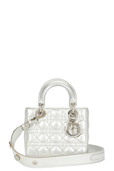 Dior Cannage Lady Handbag In Silver
