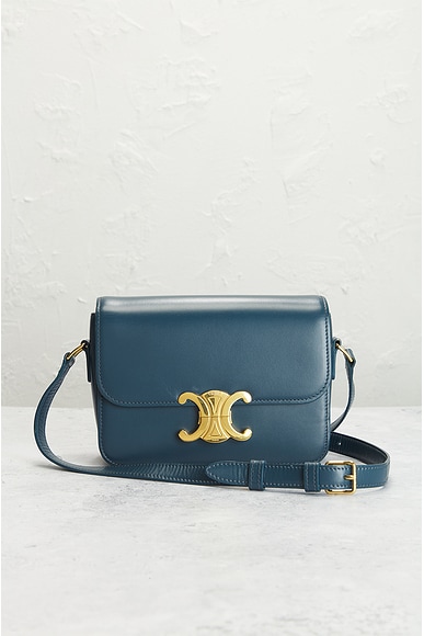 Shop Celine Triomphe Shoulder Bag In Blue