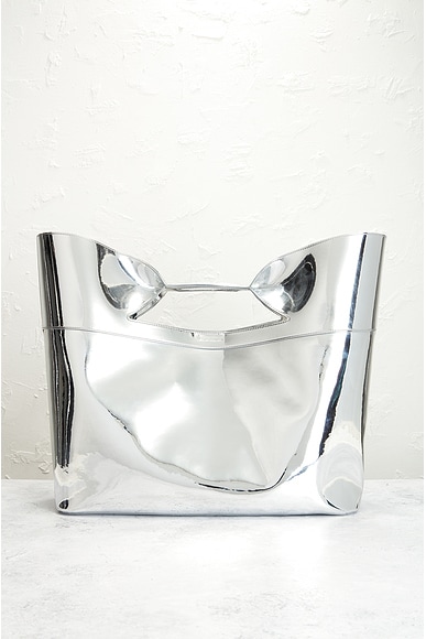 Pre-owned Alexander Mcqueen The Bow Large Bag In Silver