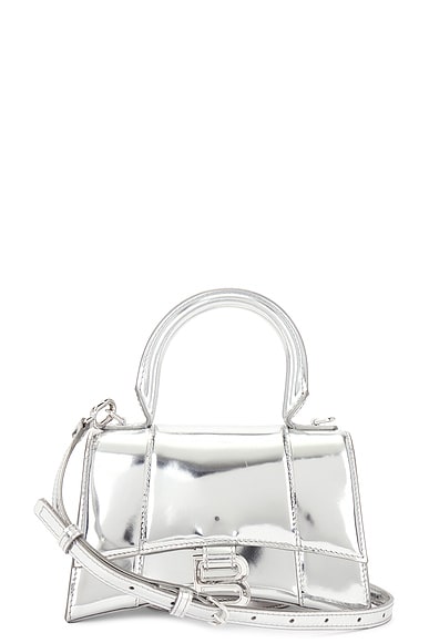 FWRD Renew Balenciaga Xs Hourglass Top Handle Bag in Silver