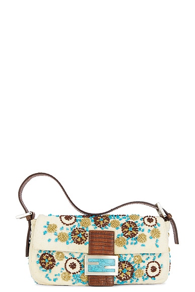 Fendi Mama Embroidered Baguette Shoulder Bag