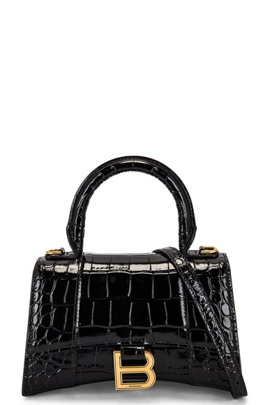 FWRD Renew Balenciaga XS Hourglass Top Handle Bag in Black