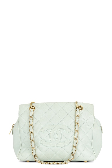 FWRD Renew Chanel Quilted Caviar Chain Tote Bag in Light Blue