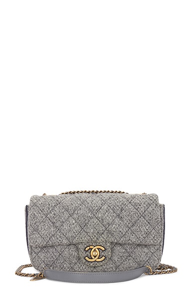 FWRD Renew Chanel Tweed Flap Bag in Grey