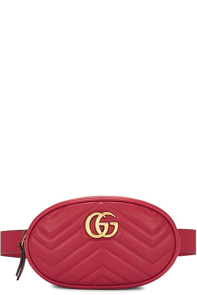 FWRD Renew Gucci GG Marmont Quilted Leather Belt Bag in Red