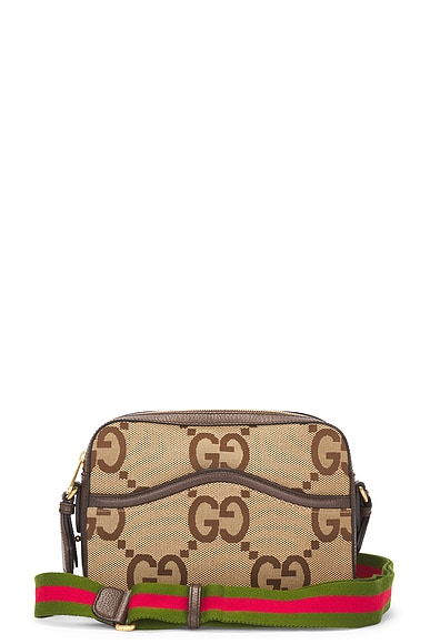 FWRD Renew Gucci Jumbo GG Canvas Messenger Bag in Brown