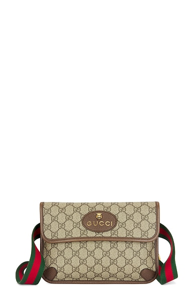 FWRD Renew Gucci GG Supreme Taiga Shoulder Bag in Beige