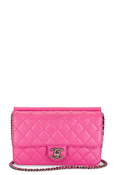 FWRD Renew Chanel Matelasse Lambskin Chain Shoulder Bag in Pink