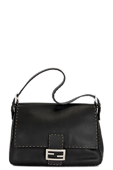 FWRD Renew Fendi Selleria Mama Baguette Shoulder Bag in Black