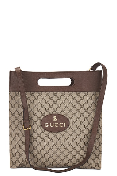 FWRD Renew Gucci GG Supreme 2 Way Tote Bag in Brown