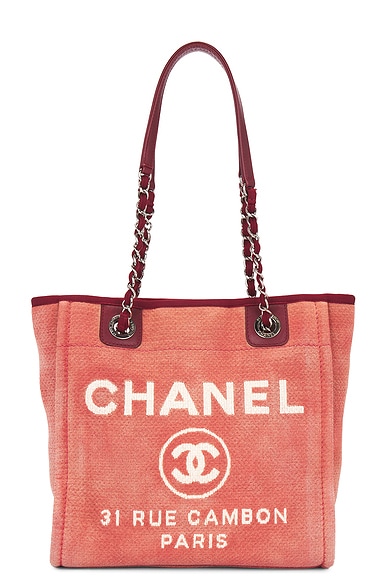 FWRD Renew Chanel Deauville PM Chain Tote Bag in Pink