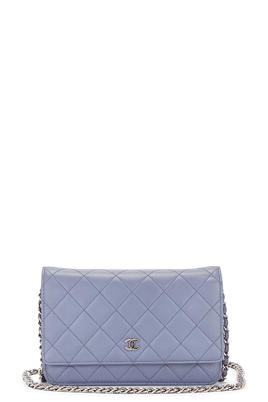 FWRD Renew Chanel Quilted Wallet On Chain Bag in Blue