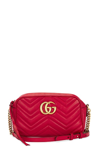 FWRD Renew Gucci GG Marmont Quilted Leather Shoulder Bag in Red