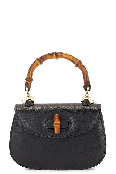 FWRD Renew Gucci Bamboo Handbag in Black