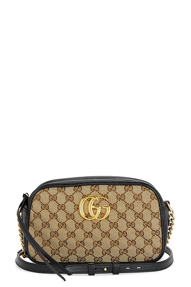 FWRD Renew Gucci GG Marmont Shoulder Bag in Beige