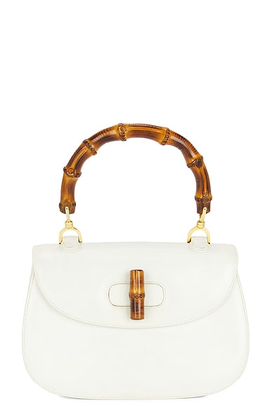 FWRD Renew Gucci Bamboo Handbag in White