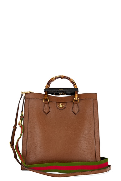 FWRD Renew Gucci Bamboo Diana 2 Way Handbag in Brown
