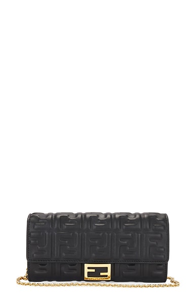 FWRD Renew Fendi Zucca Wallet On Chain Bag in Black