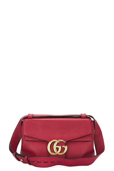 FWRD Renew Gucci GG Marmont Leather Shoulder Bag in Red