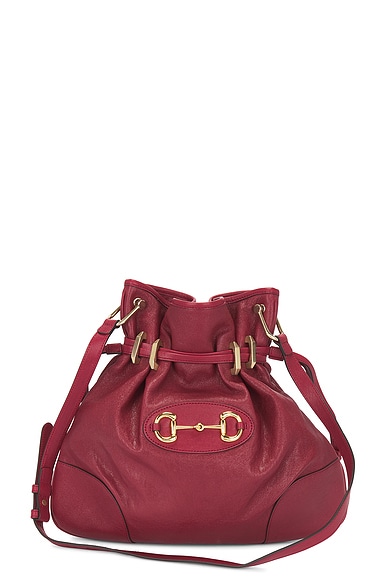 FWRD Renew Gucci Horsebit Leather Shoulder Bag in Red