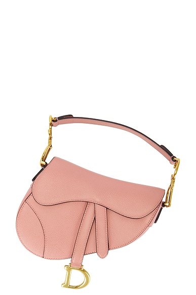 FWRD Renew Dior Leather Saddle Bag in Pink
