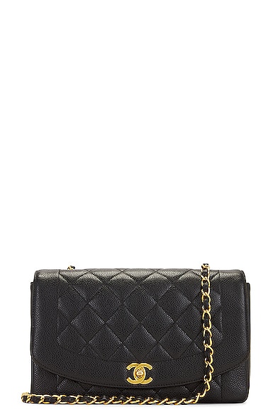 FWRD Renew Chanel Caviar Medium Diana Flap Bag in Black