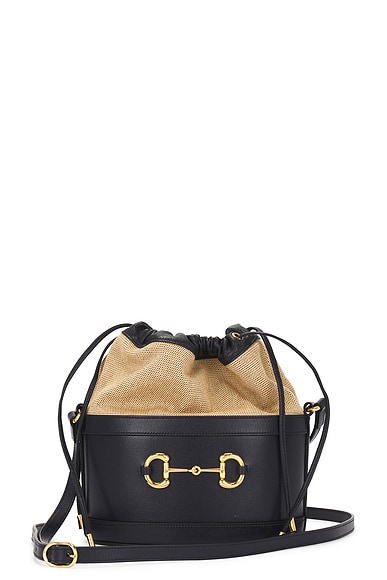 FWRD Renew Gucci Horsebit Leather Shoulder Bag in Black