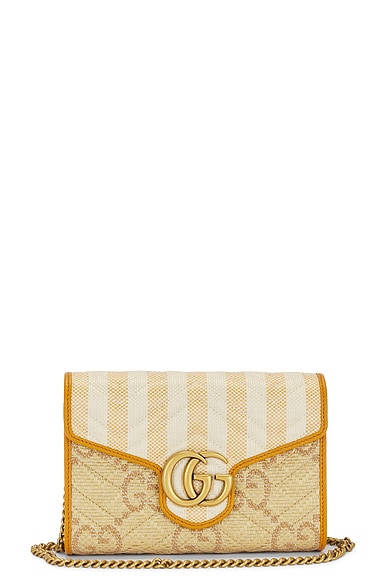 FWRD Renew Gucci Marmont Chain Shoulder Bag in Beige