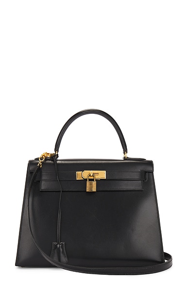 FWRD Renew Hermes Kelly 28 Handbag in Black
