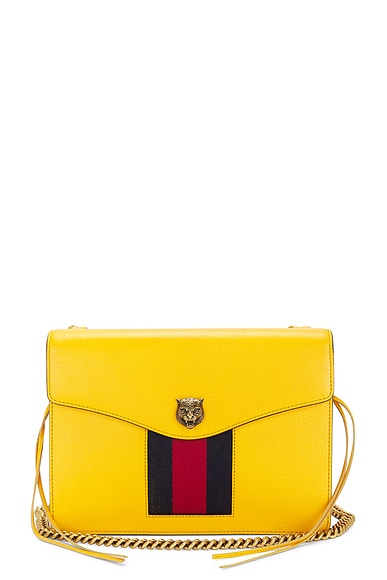 FWRD Renew Gucci 2 Way Chain Leather Shoulder Bag in Yellow