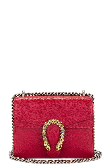 FWRD Renew Gucci Dionysus Leather Shoulder Bag in Red