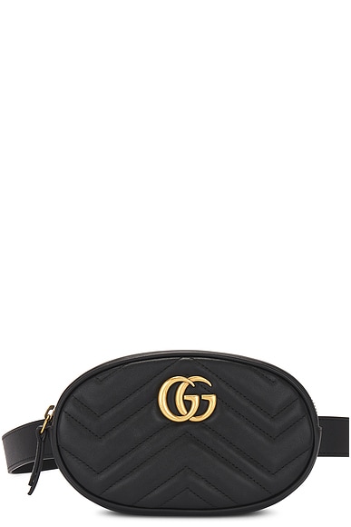 FWRD Renew Gucci GG Marmont Leather Quilted Waist Bag in Black