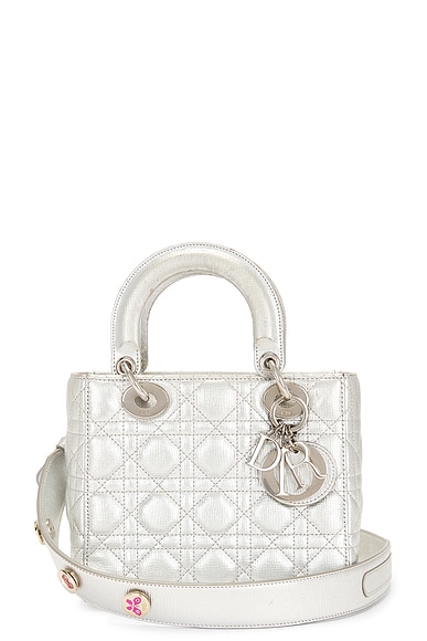 FWRD Renew Dior Cannage Lucky Badges My Lady Dior Handbag in Silver