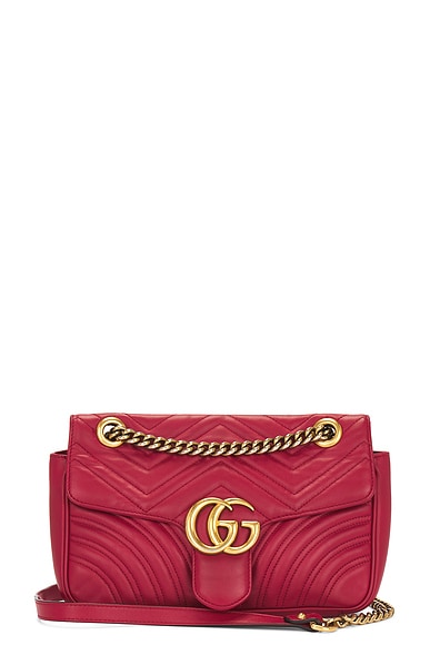 FWRD Renew Gucci GG Marmont Chain Shoulder Bag in Red