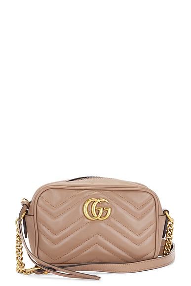 FWRD Renew Gucci GG Marmont Shoulder Bag in Beige