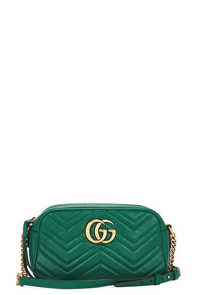 FWRD Renew Gucci GG Marmont Quilted Leather Shoulder Bag in Green