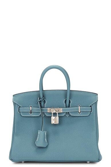 FWRD Renew Hermes Togo R Stamp Birkin 25 Handbag in Blue Jean