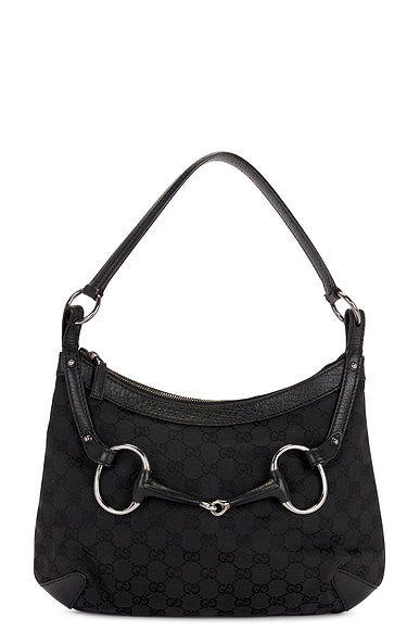 FWRD Renew Gucci GG Horsebit Shoulder Bag in Black