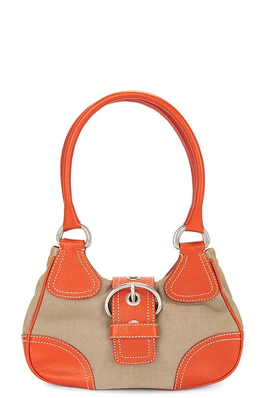 FWRD Renew Prada Canvas Leather Shoulder Bag in Orange