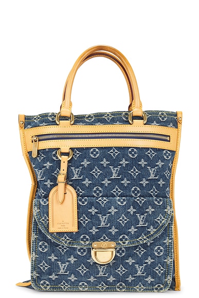 FWRD Renew Louis Vuitton Monogram Denim Tote Bag in Blue