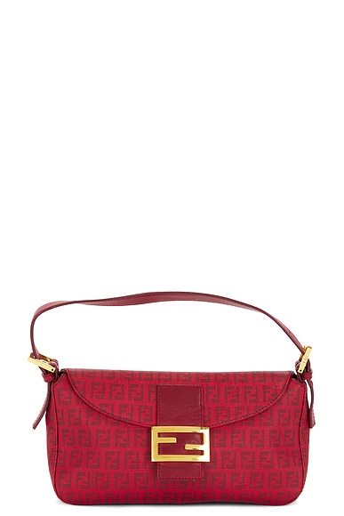 FWRD Renew Fendi Mama Zucchino Baguette Shoulder Bag in Red