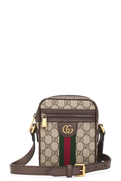 FWRD Renew Gucci GG Supreme Ophidia Shoulder Bag in Beige