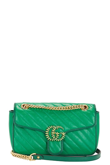 FWRD Renew Gucci GG Marmont Chain Shoulder Bag in Green