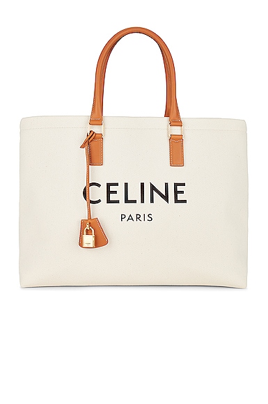 FWRD Renew Celine Triomphe Small Vertical Cabas Bag in White